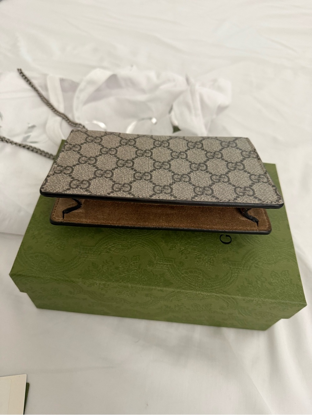 Gucci Beige GG Supreme Dionysus Crossbody with Brown Trim and Silver Hardware - Picture 4 of 11
